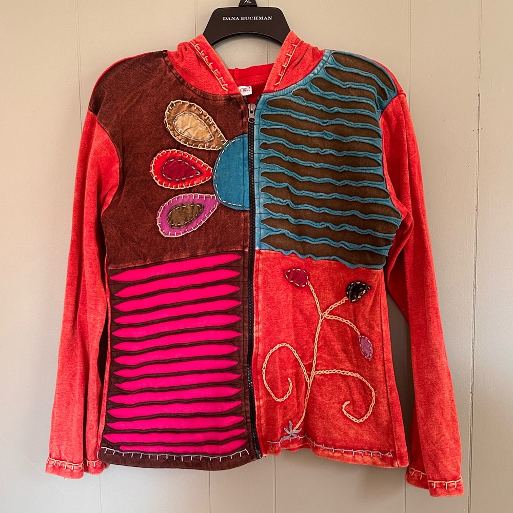 Patchwork Hippie Zip Up Hoodie